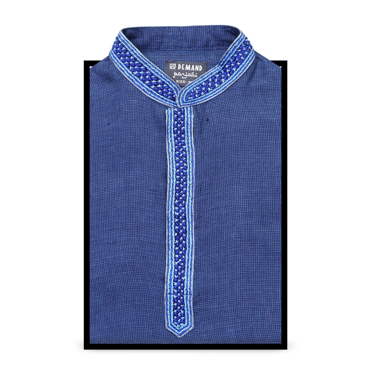 Demand Embroidered Solid Mixed Deep Blue Color Khadi Cotton Stylish Executive Panjabi