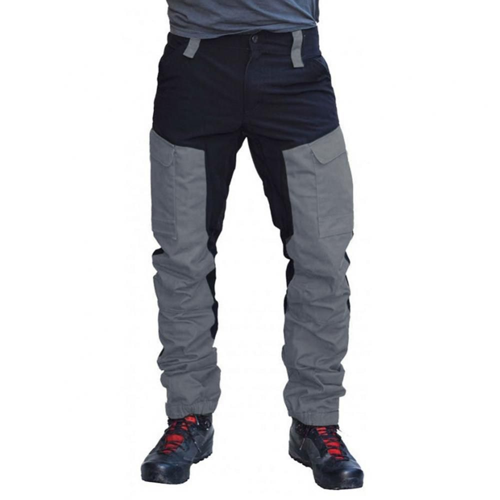 New Men Fashion Color Block Multickets Sports Long Cargo Pants Work Trousers Men Clothing Streetwear Pants Plus Size 3XL