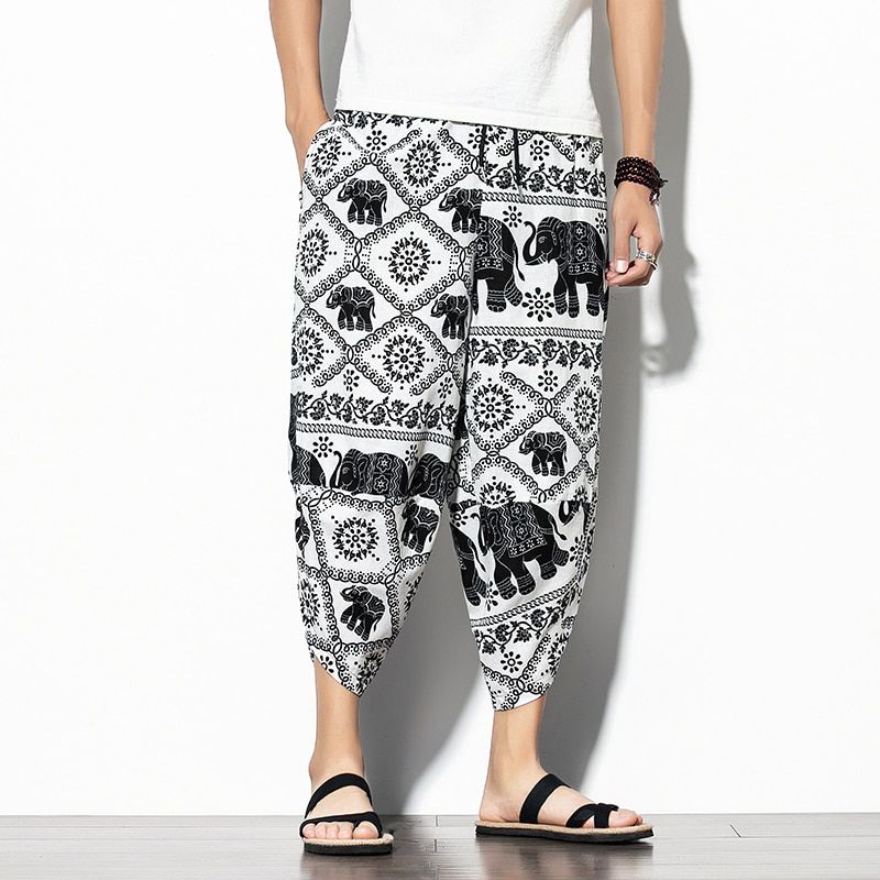 Harajuku Style Korean Men Wide Leg Pants Fashion Chinese Clothing Loose Harem Pants Trousers Men Clothes Streetwear Men Kimono