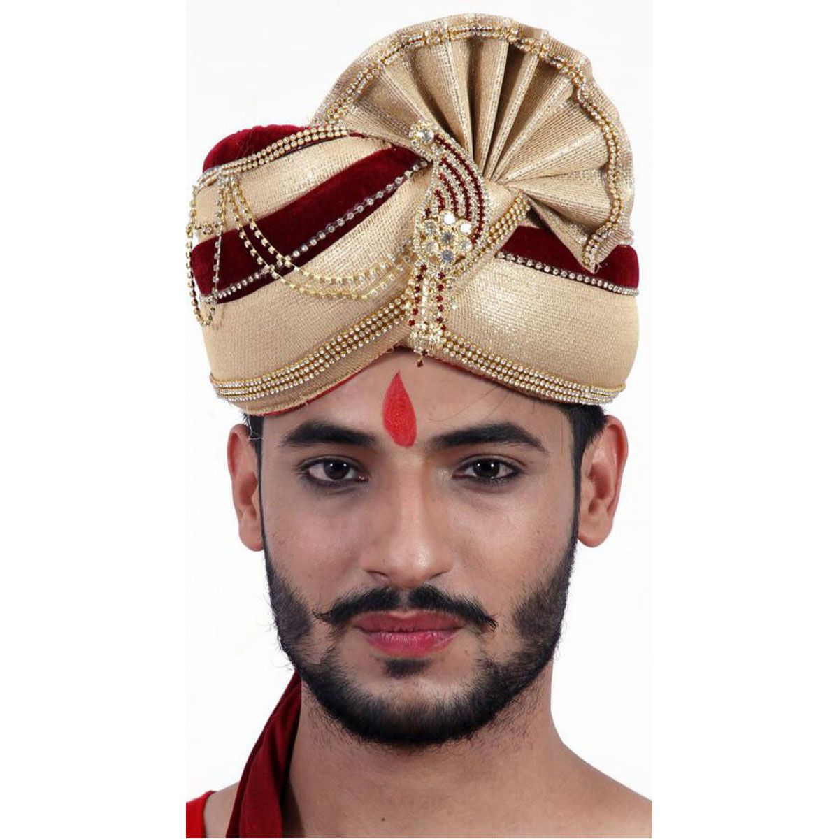 Maroon Velvet Wedding Pagri For Men