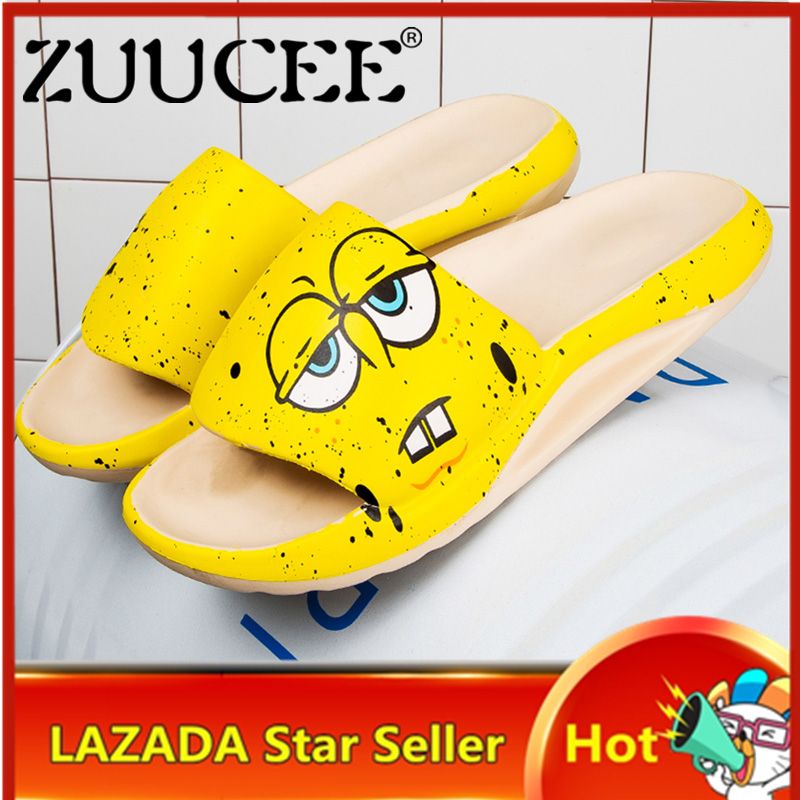 Fashion Men Slippers Big Size 39-48 Cartoon Printing Thick Bottom EVA Sandals Casual House Slippers A-word Slippers For Men