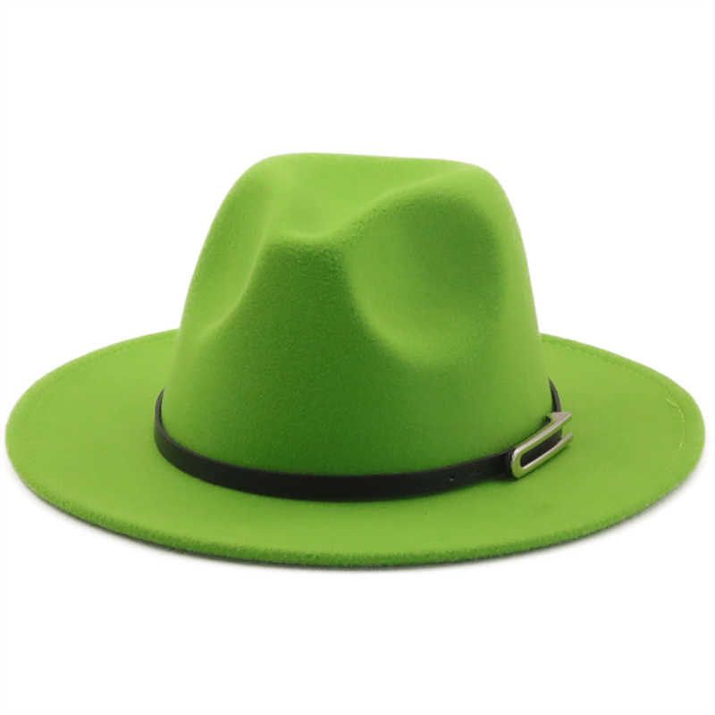 hats women Fedora men Belt band belt wide brim classic Blue beige felted hat british elegant fascinator men winter women hats