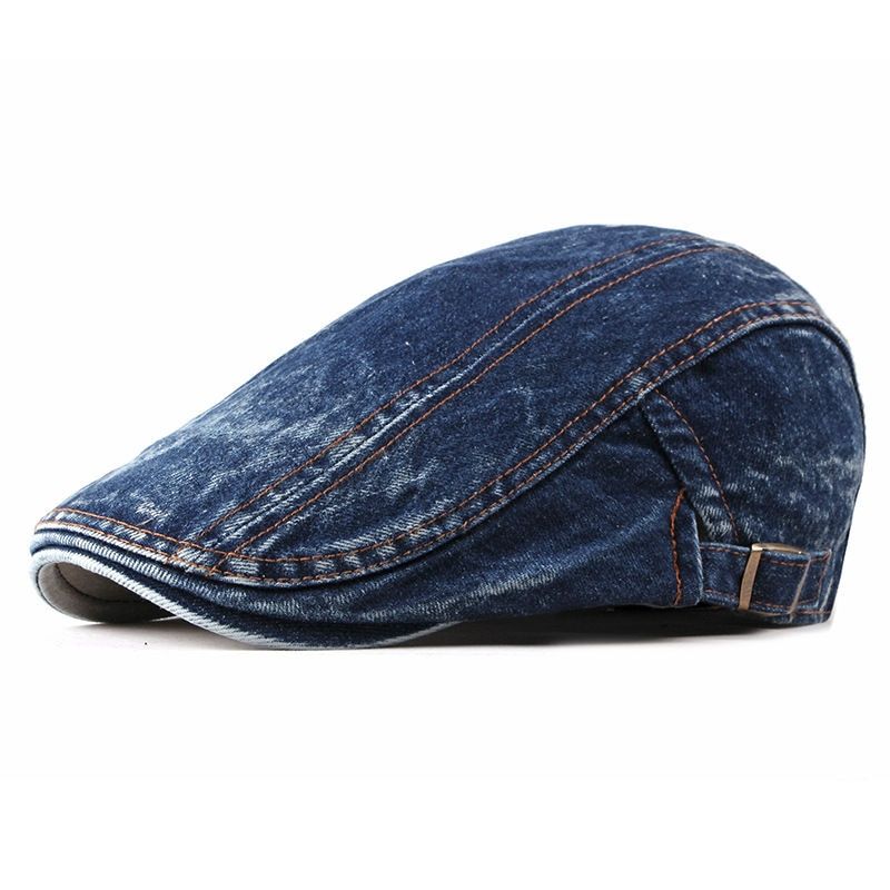four seasons Denim Solid Newsboy Caps Men Washed  Flat Peaked Cap Women Painter Beret Hats 16