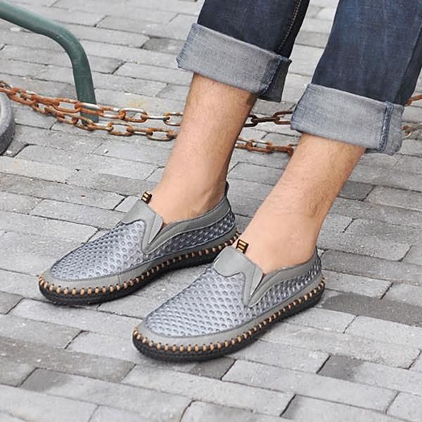 Fashion Mens Breathable Mesh Sweat Fashion Absorption Slip On Oxfords Flats Sneakers Shoes - Grey ? 45 single and double do not send 15 double order ｛
