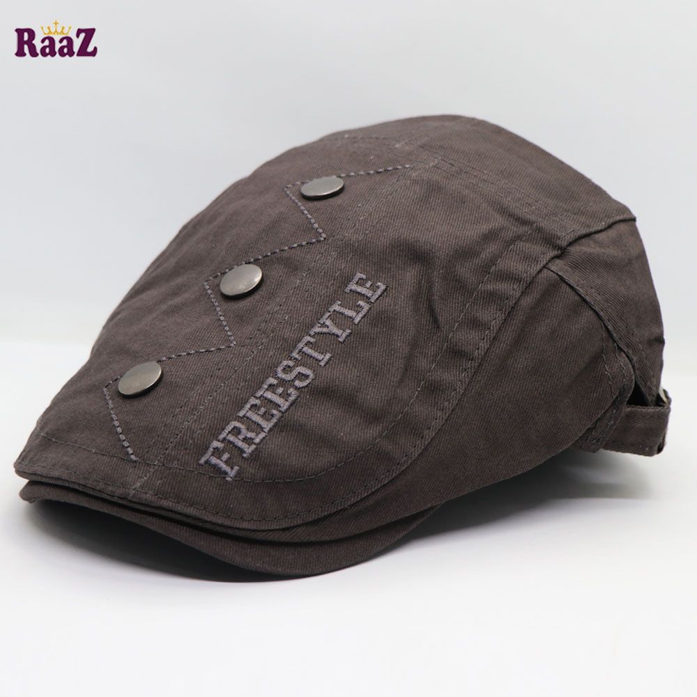 Coffee Cotton China Winter Embroidered Adjustable Golf Flat Cap (Free Size)
