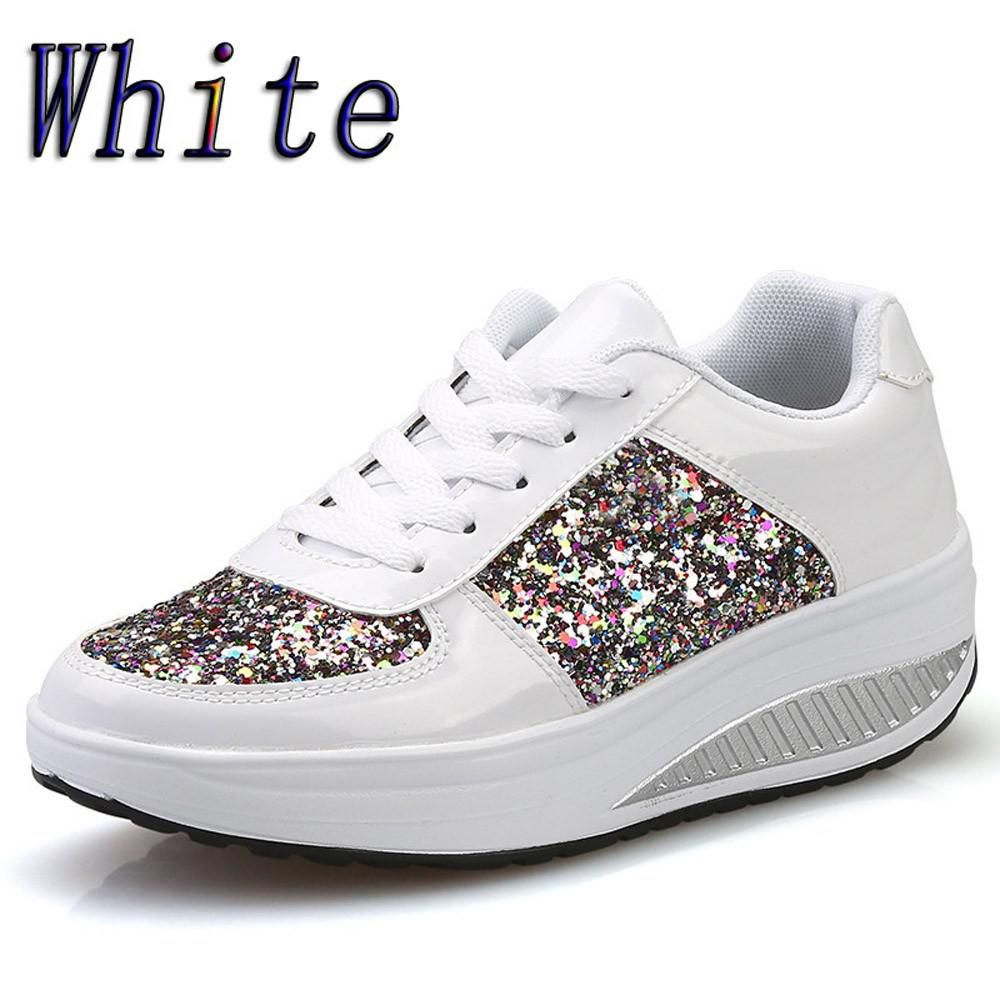 【ALLGOOD】Womens Ladies Girls Korean Sandals for Women Women's Ladies Wedges Sneakers Sequins Shake Shoes Fashion Girls Sport Shoes Women Casual Flat Shoes Fashion Shoes Work