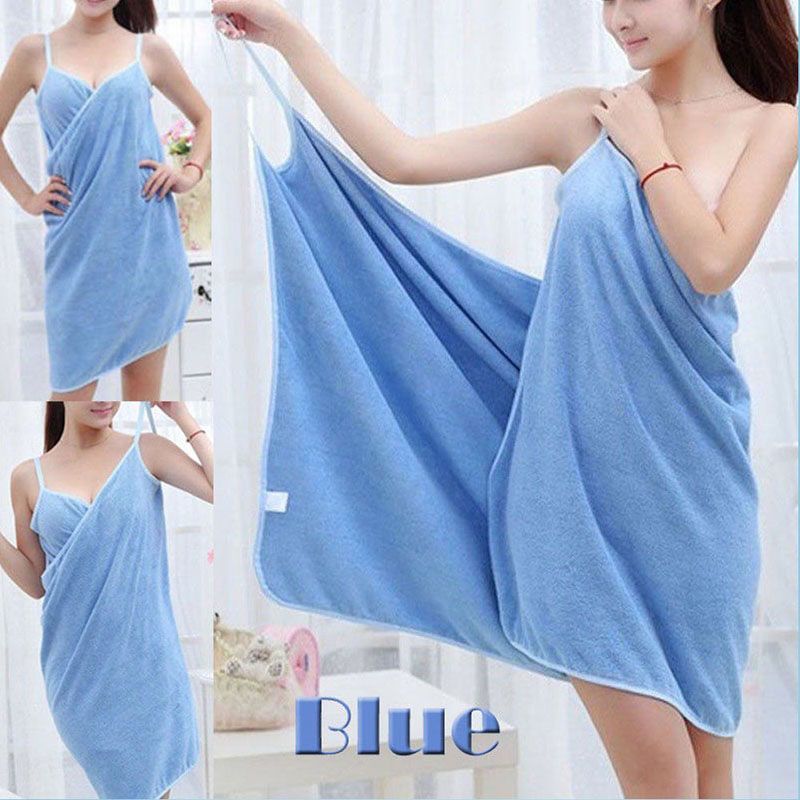 Womens Microfiber Bathrobe - Bath Skirt For Women - BX-910 Soft Shoulder Straps Lady Wearable Bath Towel Beach Cloth Magic Dress Spa Bathrobe Bath Wrap Skirt