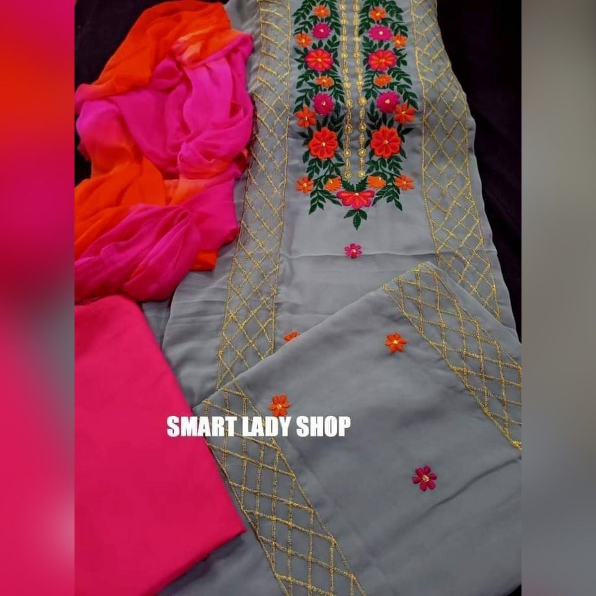 Indian Unstitched Georgette/Jorjet Salwar Kameez Three Piece Party Dresses (3 Piece)