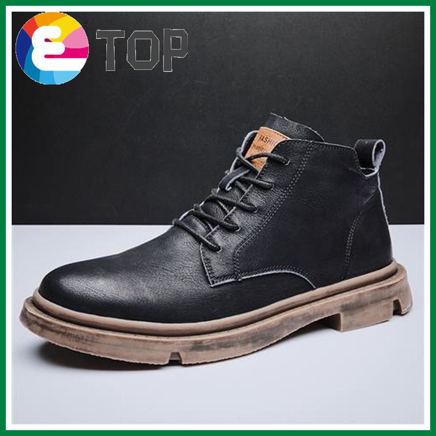 Trendy Brand Men's Shoes New Autumn and Winter Martin Boots Men's High-quality High-top Men's Shoes British Style Retro Mid-top Trend Tooling Boots Hiking Shoes