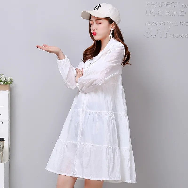 New Mid-Length Summer Jacket Women Fashion Hooded Anti-UV Breathable Outdoor Thin Sun Protection Clothing Coat Female Tops