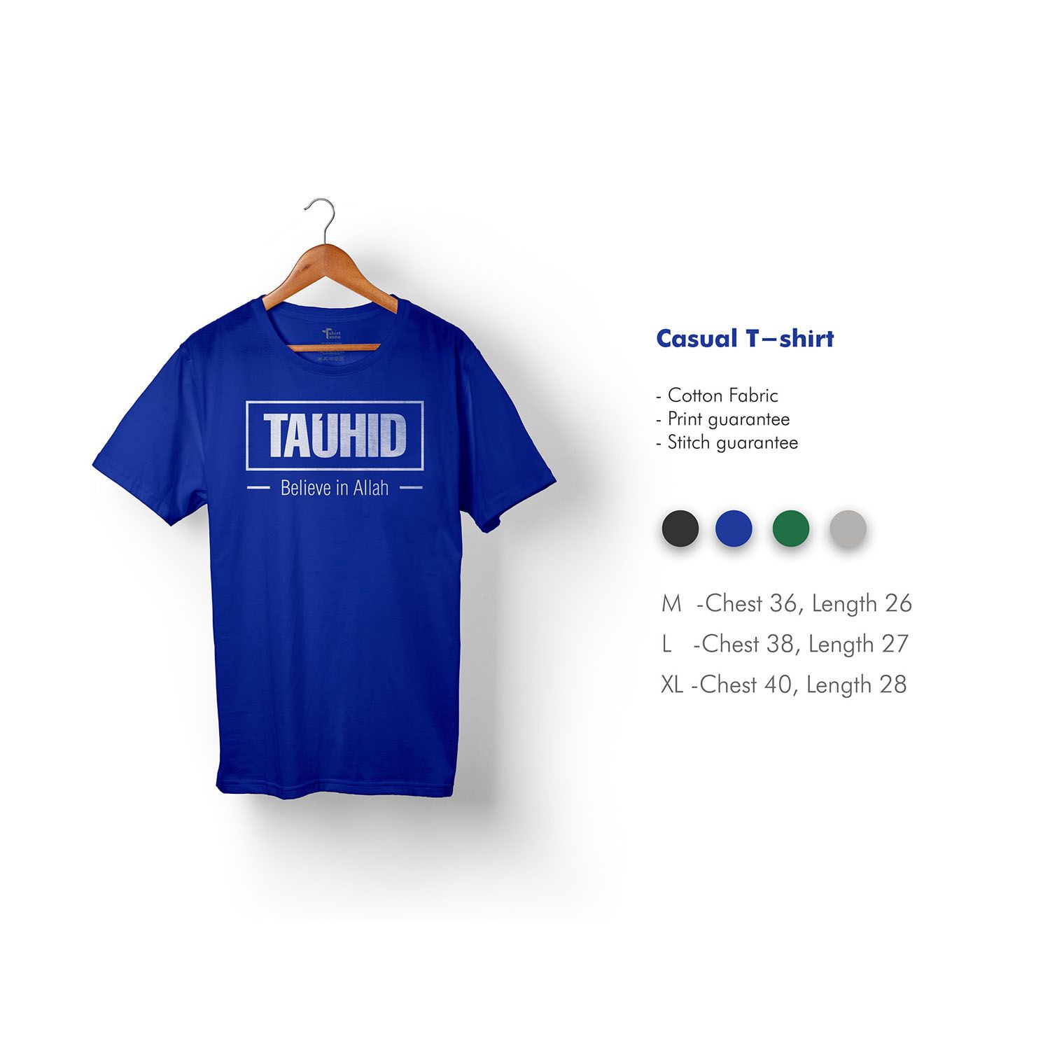 Men's Black | Green | Royal blue | Gray Dawah casual T-shirt