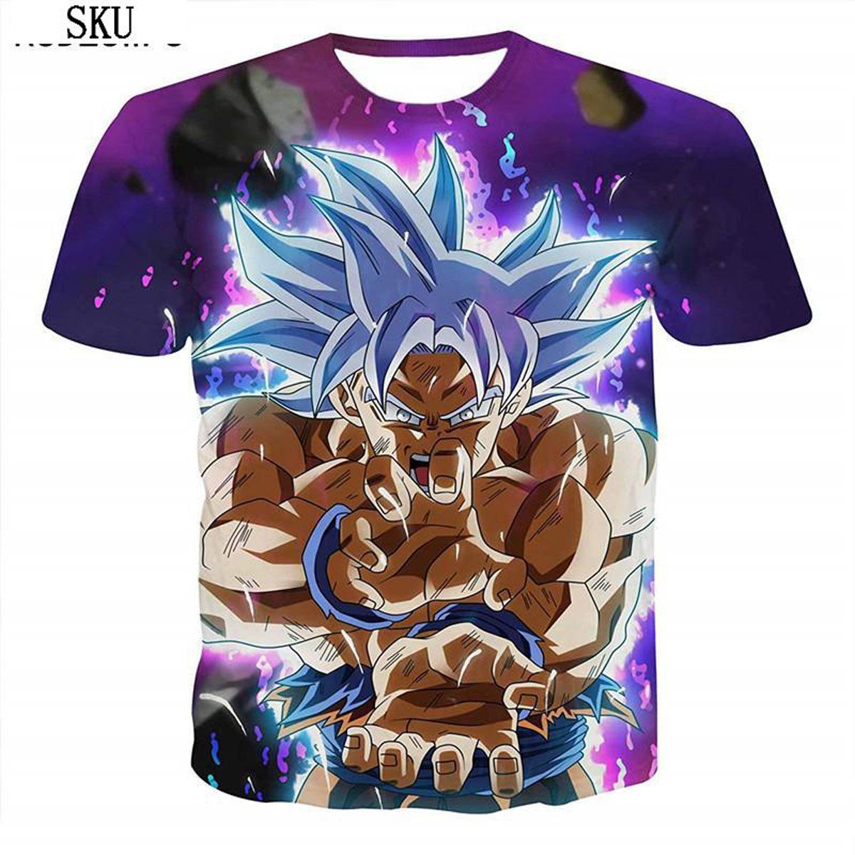 Cartoon Harajuku T-shirt Men's Fashion Casual 3d Printing Goku Anime T Shirt Children's Short Sleeve Top