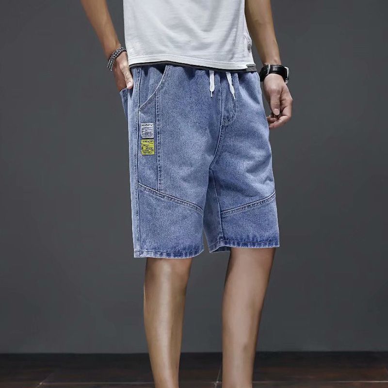 IELGY summer jeans men's Korean style trendy five-point shorts straight casual loose pants