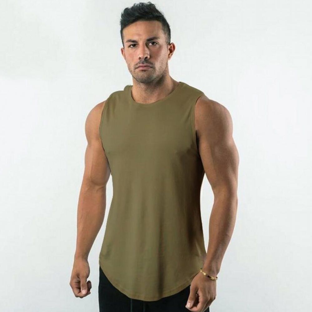 Solid Color TaTops Men Gym Bodybuilding Singlet Casual Sleeveless Shirt Male Fitness Crossfit Clothing New Cotton Undershirt