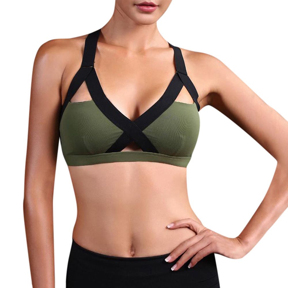 Women Adjustable Padded Wireless Cross Bandage Yoga Bra