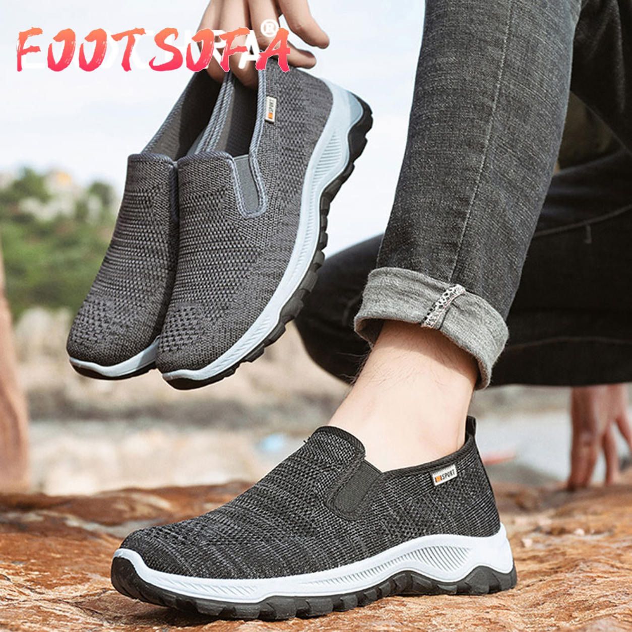 Casual Sneakers Men Breathable Men's Running Shoes Walking Canvas Shoes Black Driving Sports Shoes for Men Slip On Loafers For Men Hiking Shoes