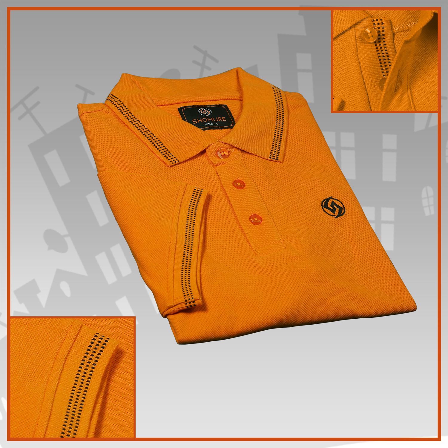 Orange Color Short Sleeve Polo Tshirt