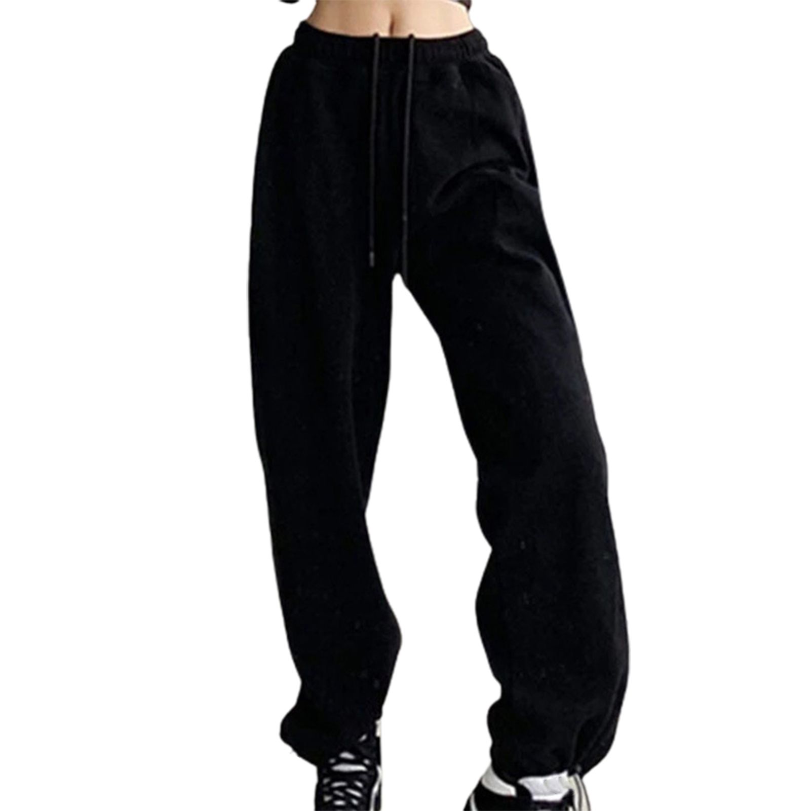 Pants Elastic Waist Pure Color Baggy Sweatpants
