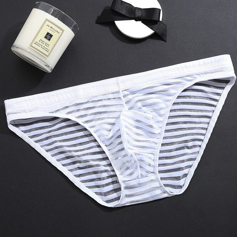 Ice Silk Mens Briefs Bulge Transparent Panties Sexy Men Plus Size Intimates Mesh Summer Thin L/XL/XXL/3XL