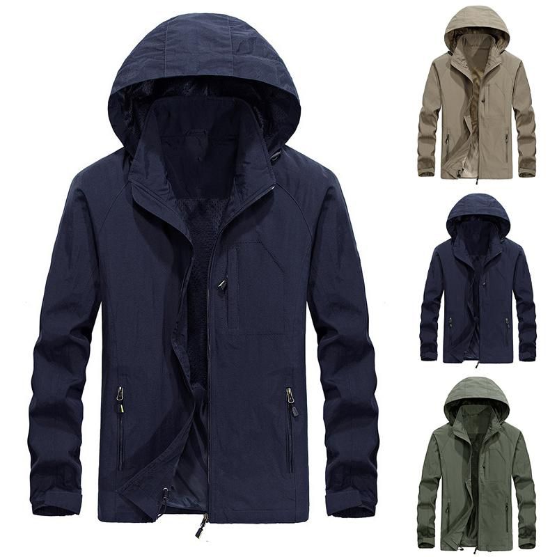 Mens Windproof Waterproof Jacket Outdoor Hiking Hooded Rain Mac Coat Outwear