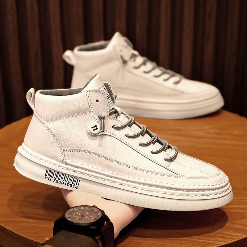 New Autumn Men's Shoes Waterproof High-top Shoes Men's Trend Black Autumn Winter Men's Casual Board Shoes Versatile Fashionable Shoes Martin Boots