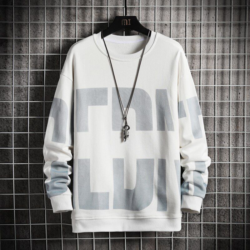 Oversize Crewneck Print Sweatshirt Mens Spring Korean Fashion Hoodie Streetwear  Hop Pullover Harajuku Long Sleeve Men