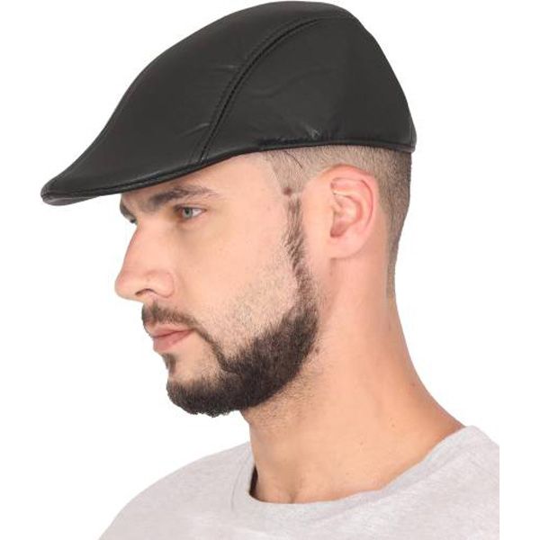 Black Colour leather Cap