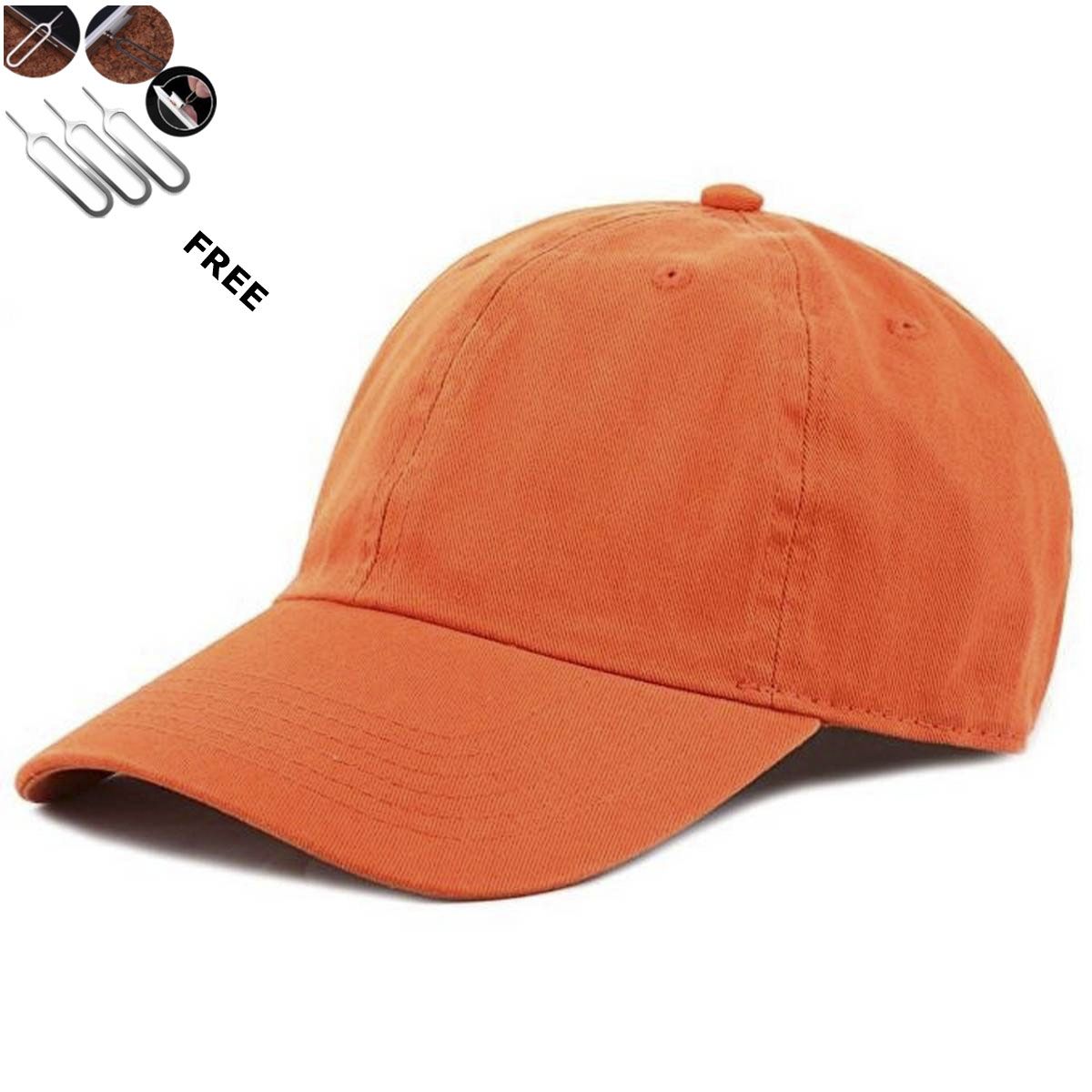 Orange Cotton Cap for Men