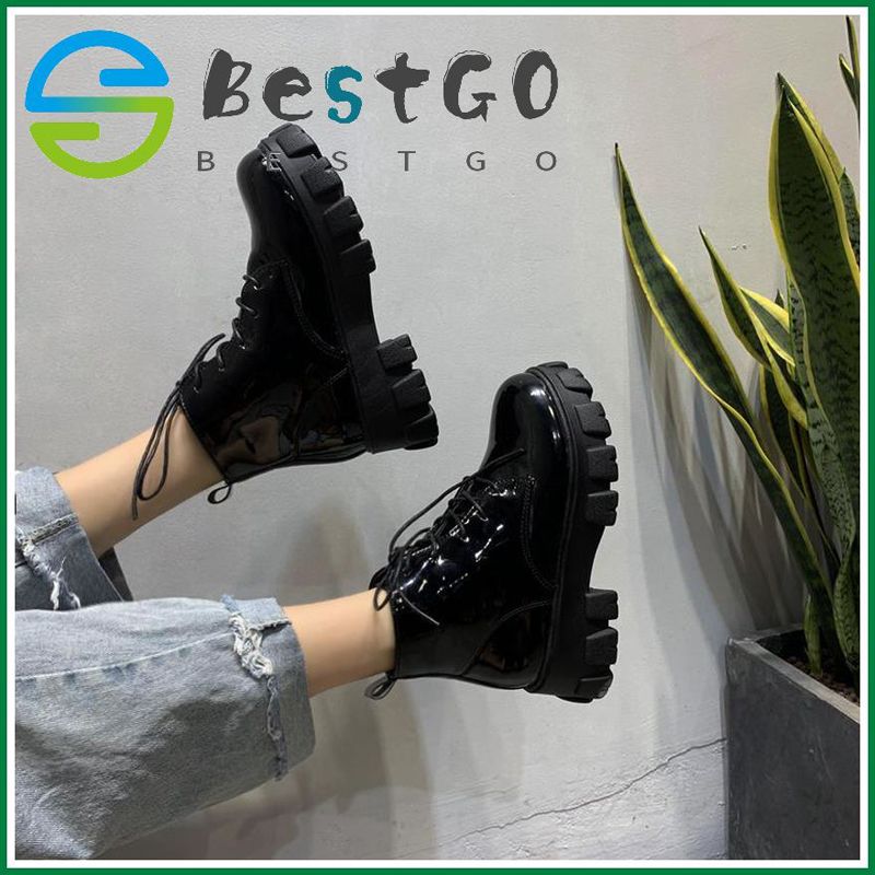 Martin Boots Women leather boots for women Korean Style Fashion Black Shoes for Women Short Boots Thick Bottom High Quality Breathable New Female Handsome kasut perempuan