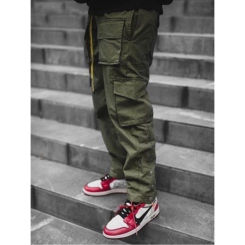 Fashion Men's Spring And Autumn Street Trend High-Quality Multi-Pocket Loose Track Pants Outdoor Jogging Hip-Hop Overalls