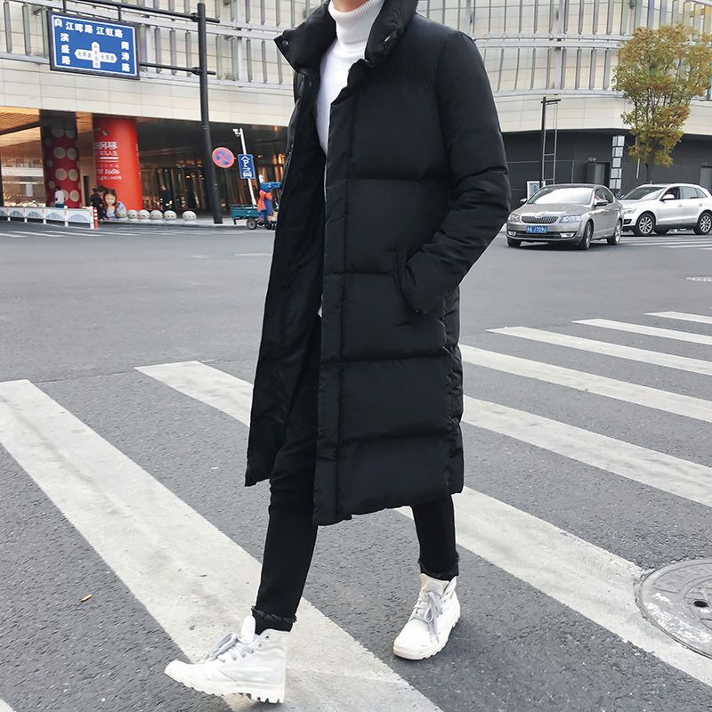 Winter Korean Edition Men's wear Even Hat Long  Male Keep Warm Cotton-padded Clothes loose large size Cashmere thickened coat