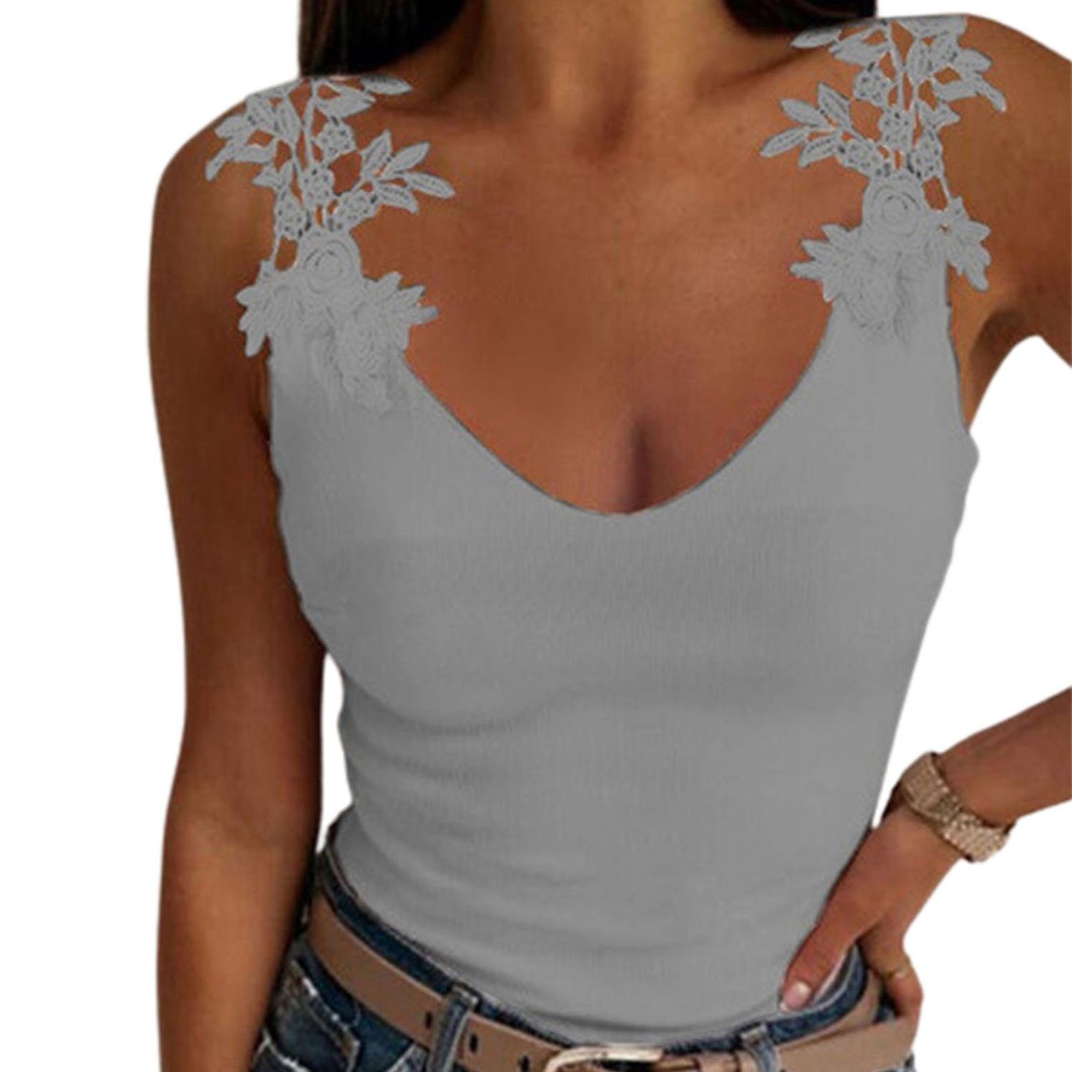 Women T-shirt Sleeveless Pure Color Slim-fitting Undershirt