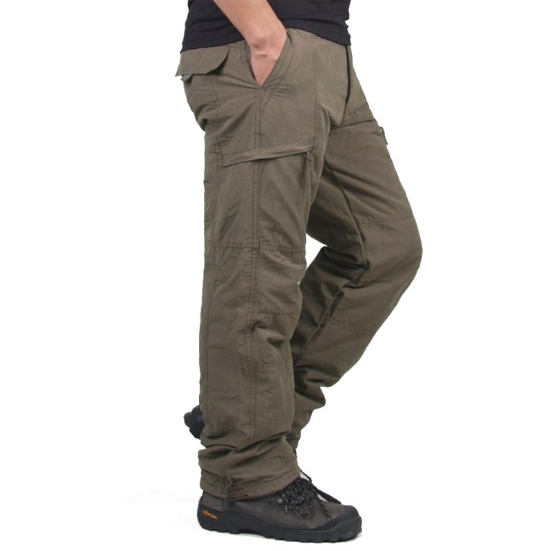 Winter Thick Fleece Cargo Pants Men's Cotton Military Tactical Baggy Casual Pants Double Layer Plus Velvet Warm Thermal Trousers