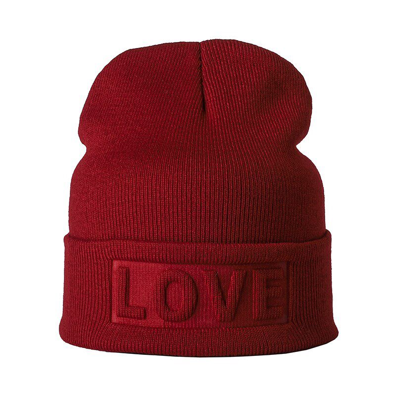for Women Men Winter Hat love lettering Knitted Warm Cap Couples Skull Cap Fashion Autumn Beanie solid color Bonnet