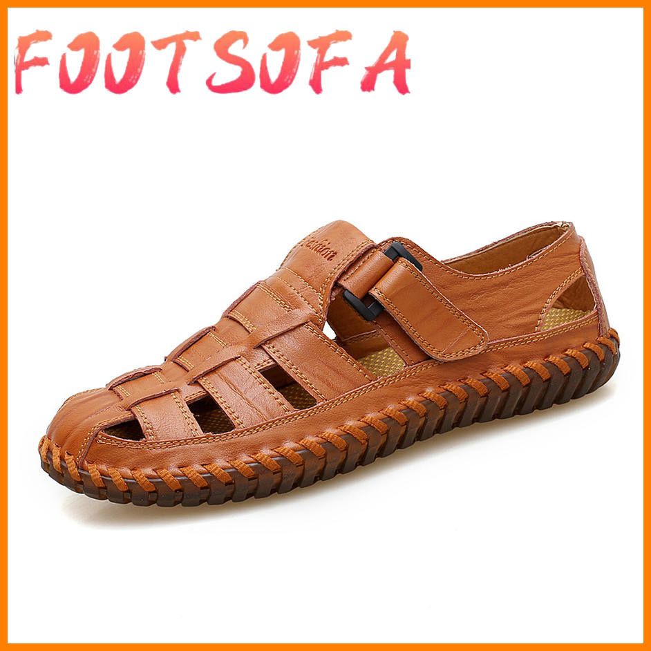 Summer Sandals Men's Leather Classic Roman Sandals Plus Big Size 47 Beach Male Footwear Rubber Slide Men Water Trekking Sandals