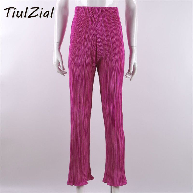 Pleated High Waist Straight Pants Women Summer Long Trousers Cardigan Shirt Sweatpants Capris Pant Bottom Green