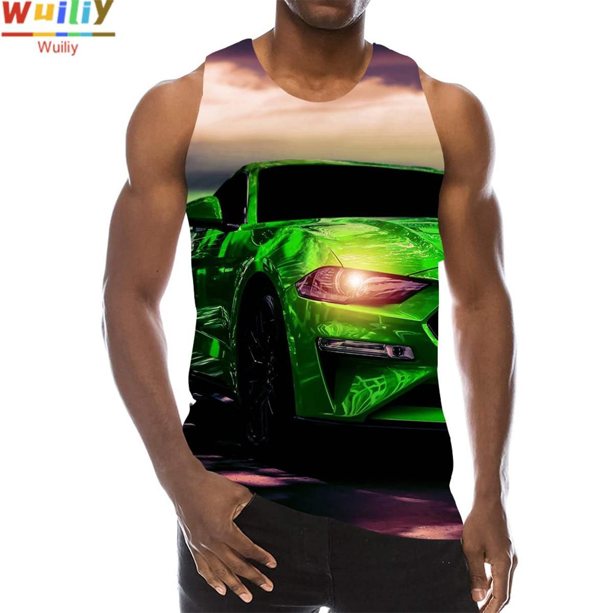 Men's BMW Graphic Sleeveless 3D Top Holiday Tees Luxury Car TaTops Gym Boys Streetwear Novelty Vest