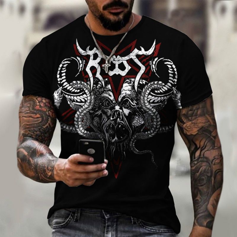 fashion and handsome men's Minotaur 3D printed T-shirt summer -hop style T-shirt short sleeve fashion trend streetwe