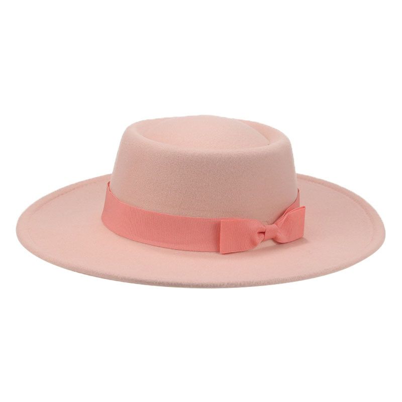 Women Hat Fedoras Wide Brim Dome Round Top Ribbon Bowknot Felted Hats Hop Street Dancer Cowboy Hats 2021 New Gorras Hombre