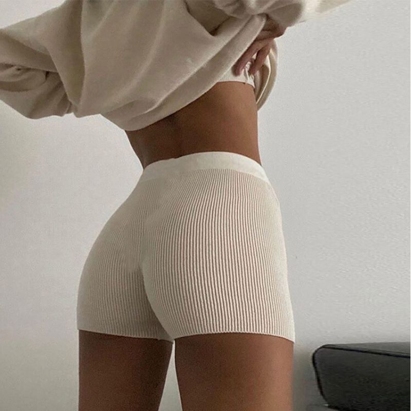 2021 Women Summer Casual Short Pants Fashion Solid Color Stretch Mid-waist Flat Straight Shorts