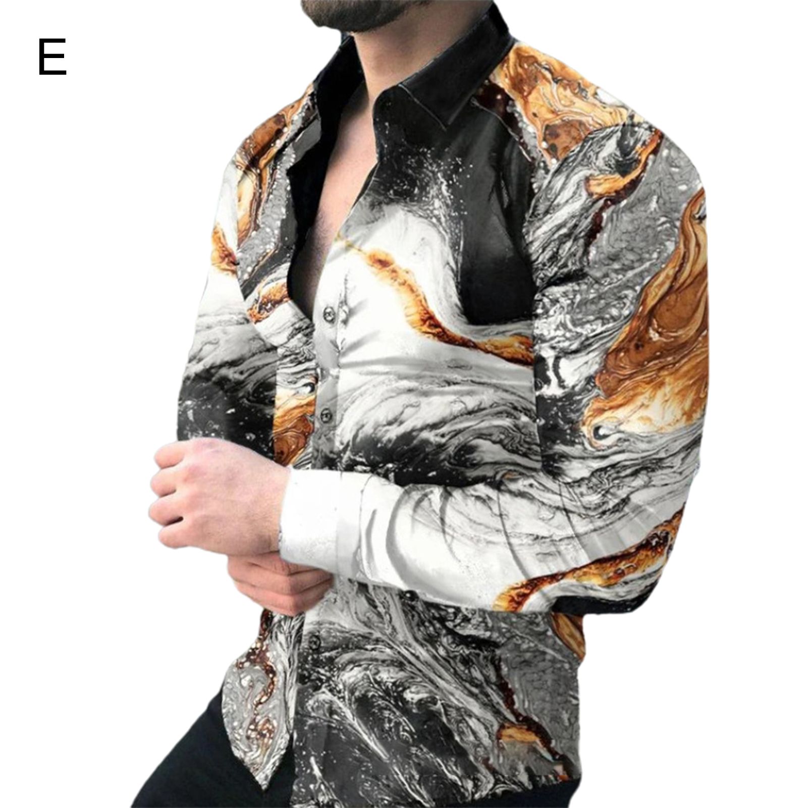 Buttoned Shirt Long Sleeve Loose-fitting Digital Printing Shirt