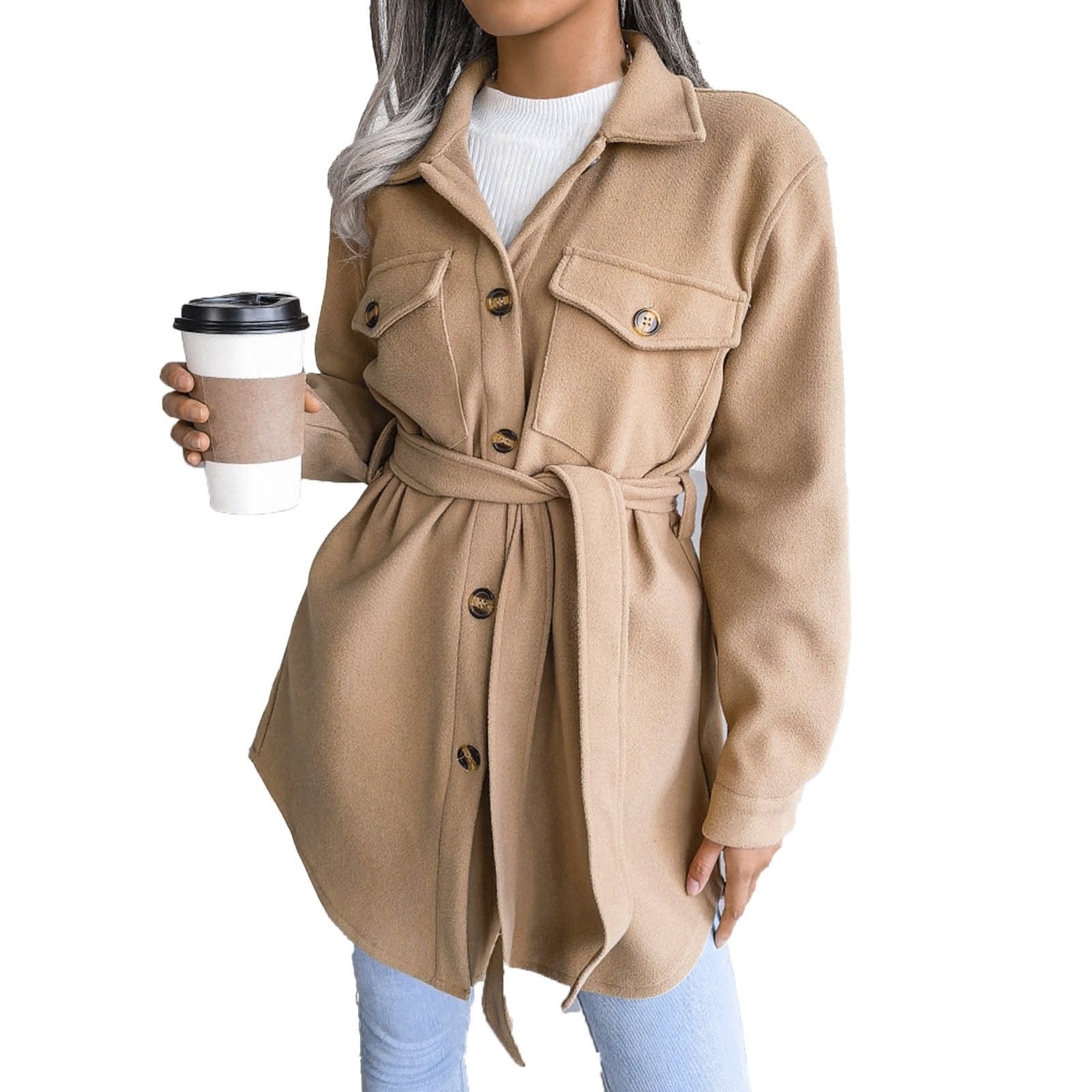 Coat Long Sleeve Soft Casual Female Jacket