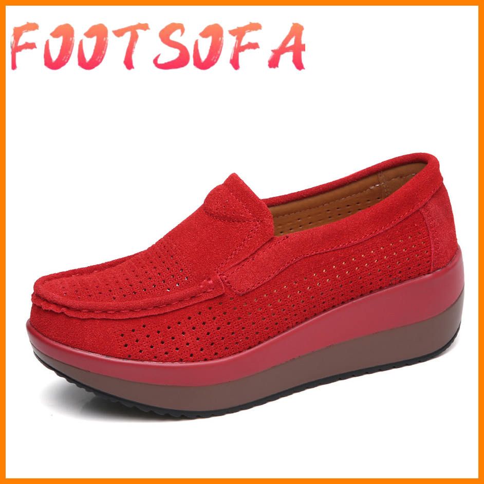 Fashion Cow Suede Casual Swing Wedges Chaussure Femme Woman Sport Platform Shoes For Women Ladies Trainers Zapatos Mujer