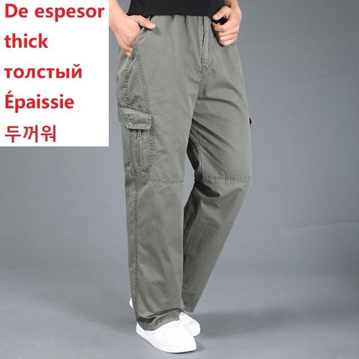 winter autumn Men cargo pants zipper pockets cotton large size 6XL 7XL 8XL casual out door pants straight fat pants loose khaki