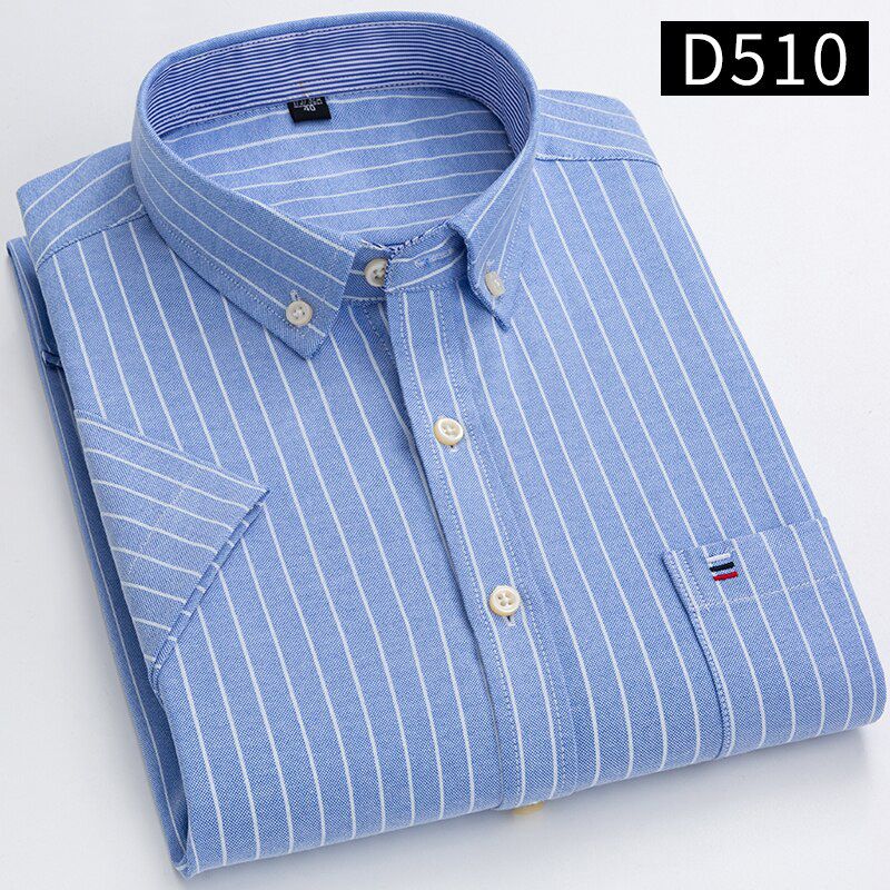 S~7xl Cotton Shirts for Men Short Sleeve Summer  Plus Size Plaid Shirt Striped Male Shirt Business Casual White New Regular Fit