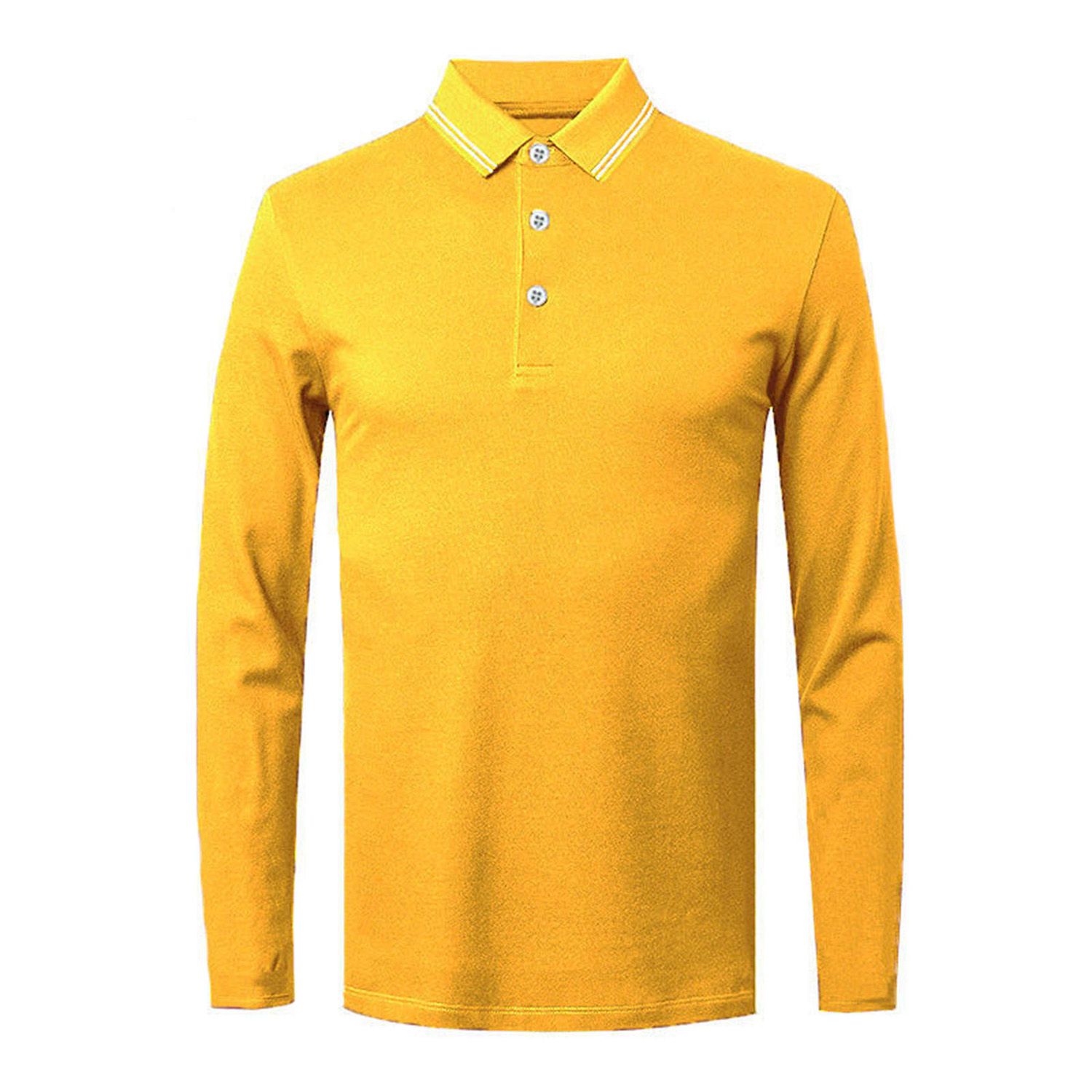 Men Autumn Solid Color Turn Down Collar Base T-shirt Button Long Sleeve Shirt