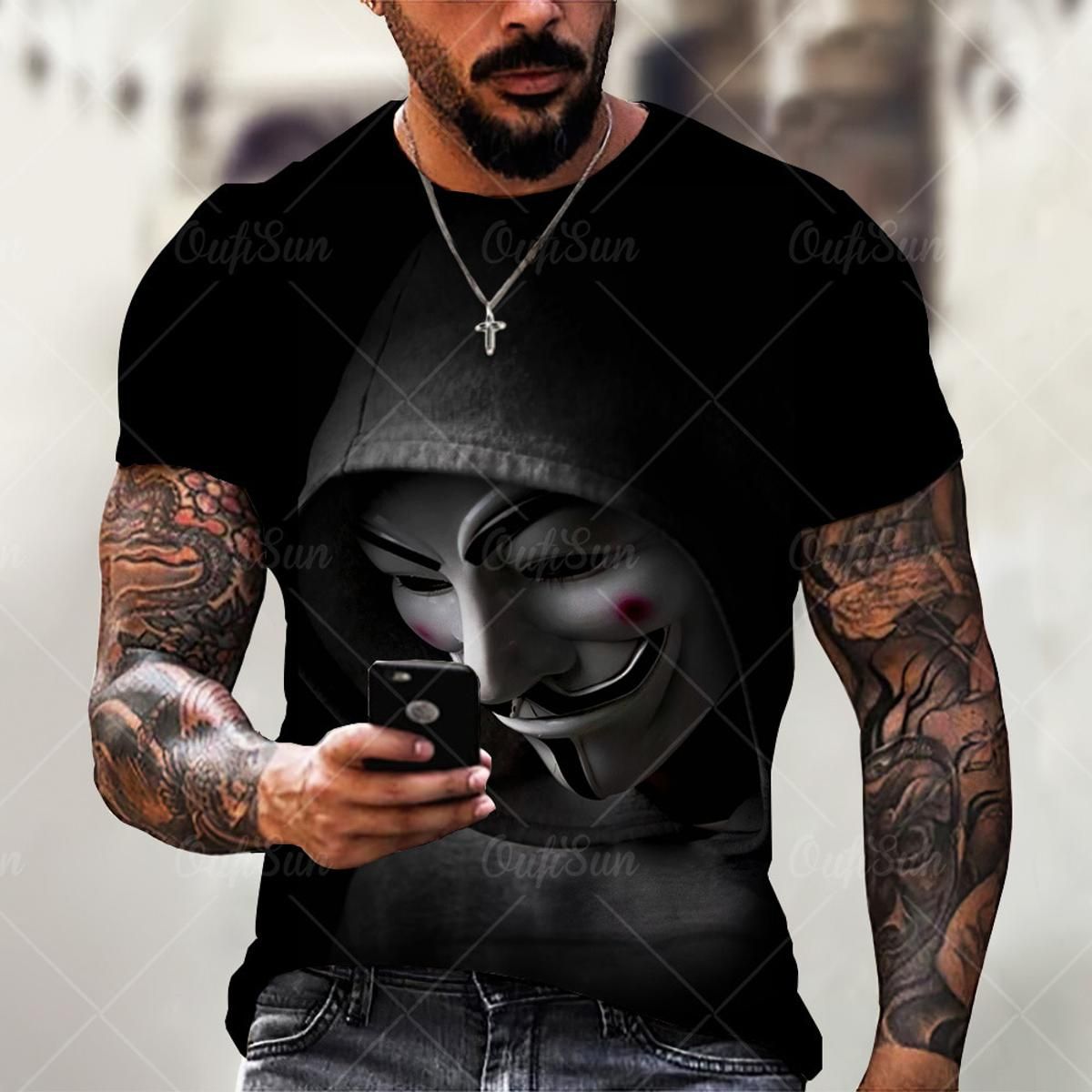 Fashion summer 3D Printing Evil Clown Pattern Male/Female T-shirt Street Trend Personality Wild Loose Oversized Top 6XL