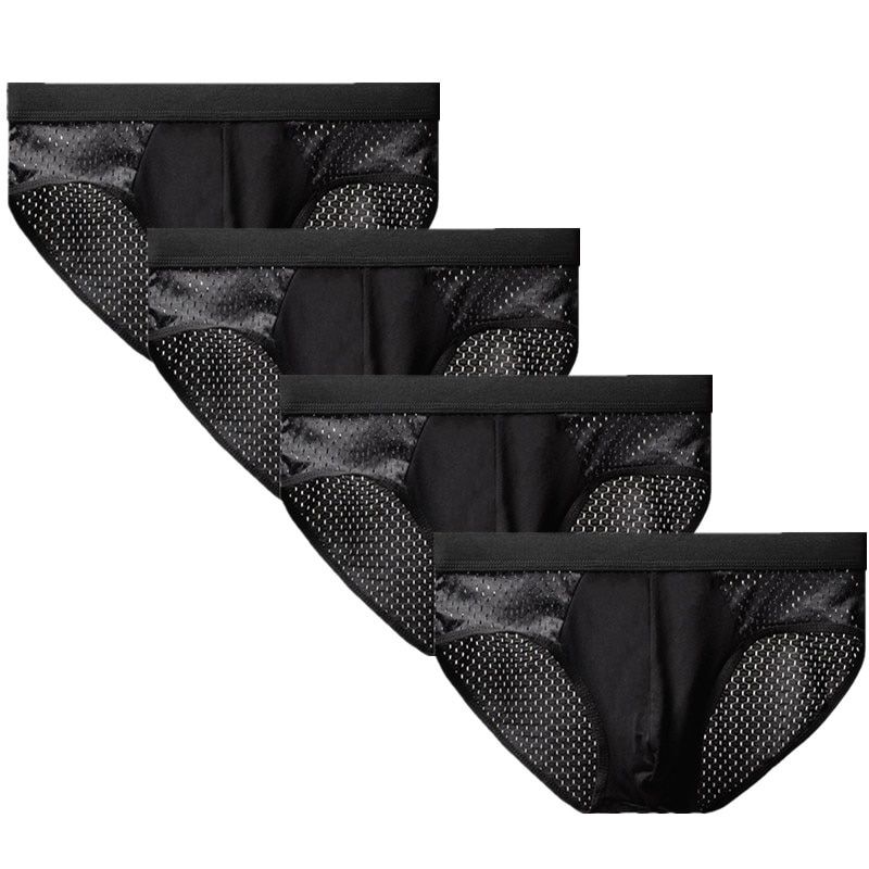 4Pcs/Lot Mesh Men Briefs Cuecas Sexy Man Panties for Male Underpants Brief Ice Silk Pouch Plus Size L XL XXL XXXL 4XL