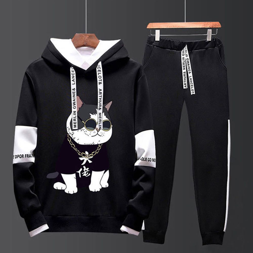 Two-piece Sweater Suits Long Sleeves Hoodie+Drawstring Pants Sports Wear for Man