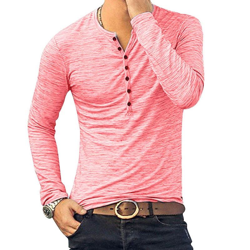 Men Tee Shirt V-neck Long Sleeve Tee&Tops Stylish Slim ons T-shirt Autumn Casual Solid Male Clothing Plus Size 3XL